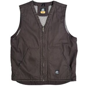 Berne Mens L Workwear Sherpa Lined Canvas Vest Brown Chore Barn